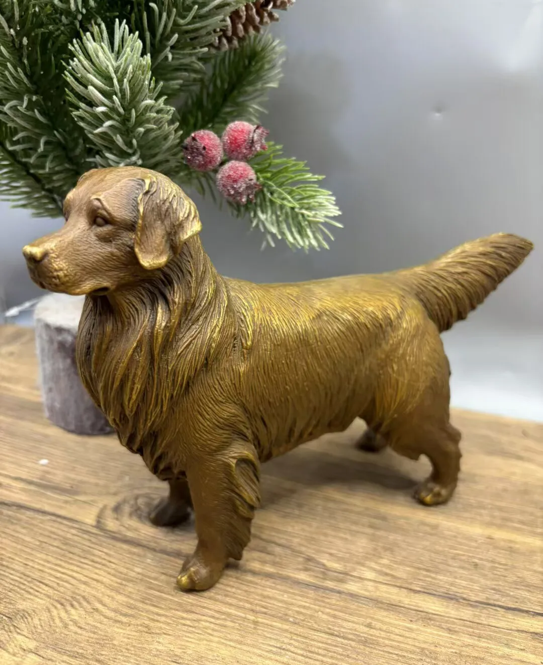 

Antique Old Bronze Dog Statues Hand Carved Fu Foo Dogs Statue 22x15cm