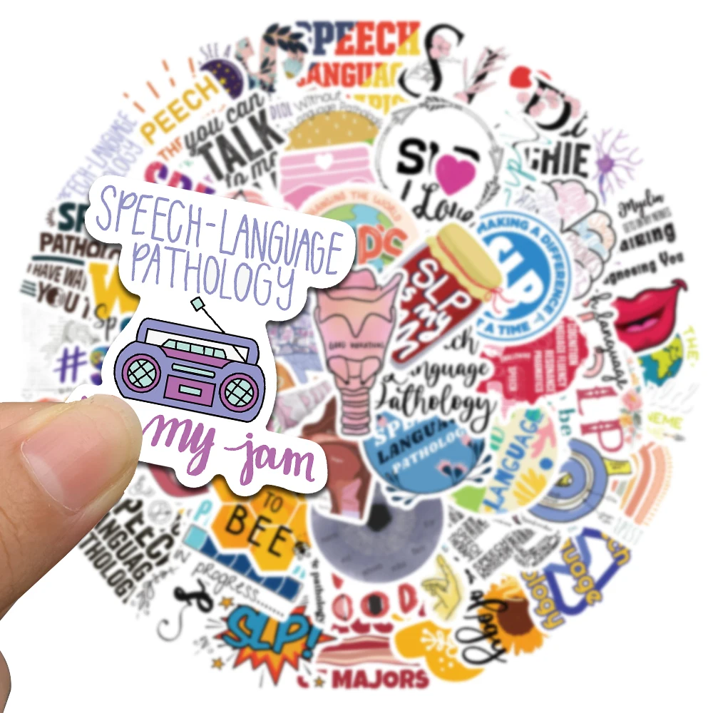 56PCS SLP Speech Language Pathology Infantile Autism Care Stickers Decal For Snowboard Laptop Luggage Car Fridge Sticker