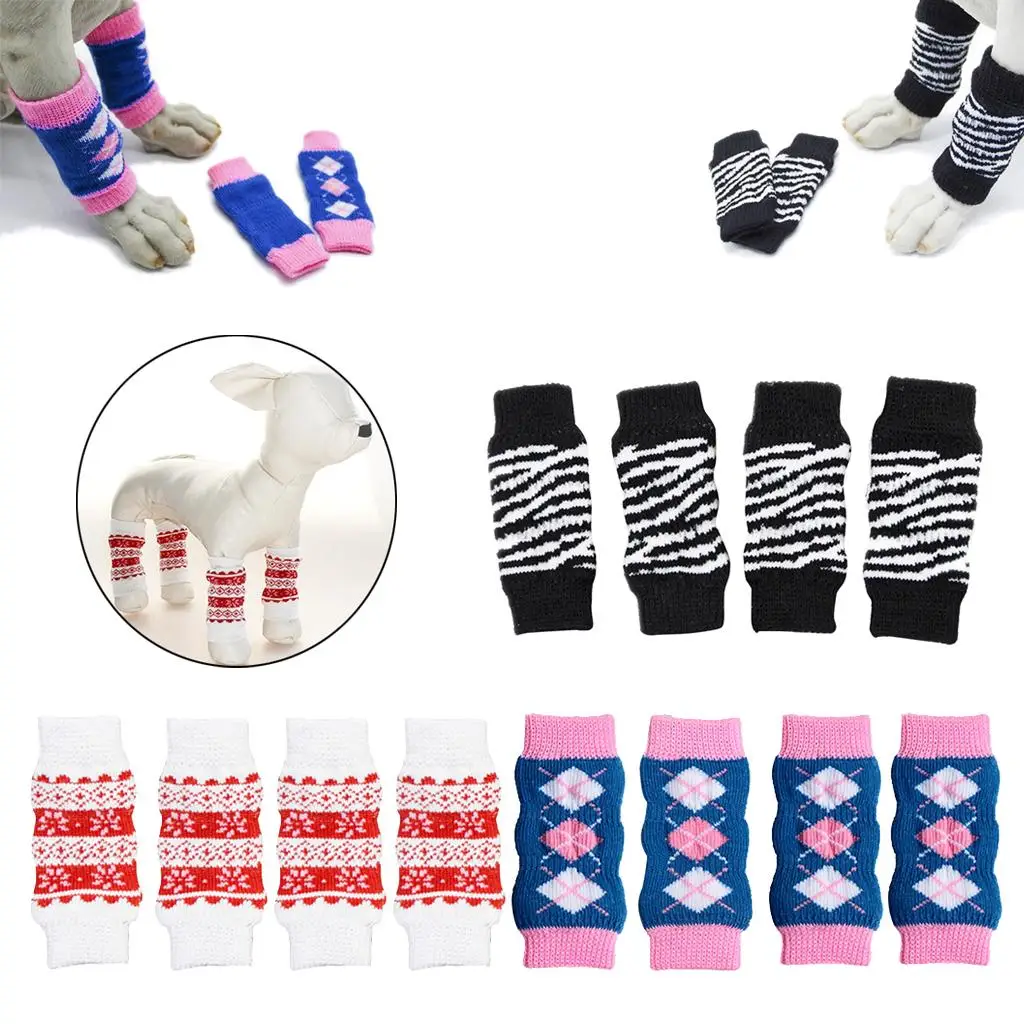 4Pcs/Set Dog Leg Socks Leg Warmers Protector, Puppy Legs Brace Wraps