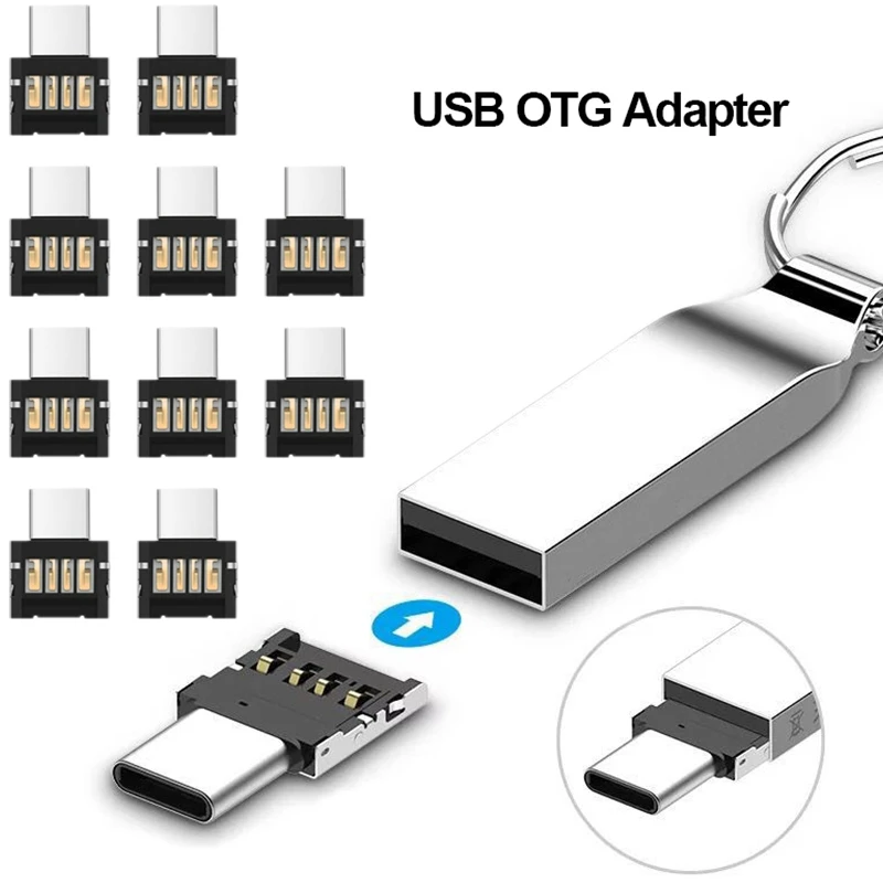 Tipo C para USB OTG Conector Adaptador, USB-C 3.1, Suportes para Smartphone Ativado, USB Flash Drive, 10pcs