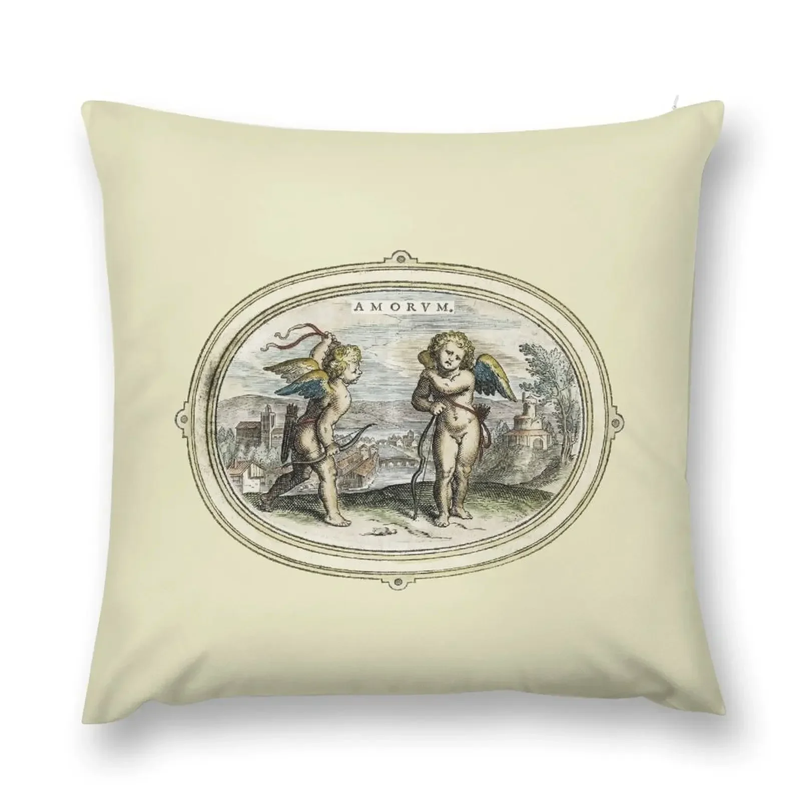 Love Hurts / Antique Lithograph of Cupids Throw Pillow Cushion Cover For Sofa Decorative Cushion Cover pillow