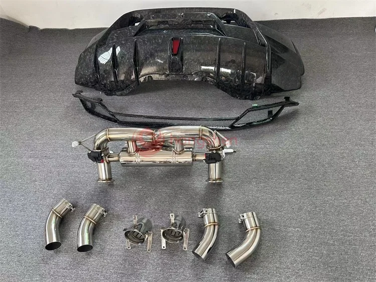 

Factory Direct Sales Carbon Fiber Forged Pattern P-style Rear Bumper Exhaust for Lamborghini Huracan LP610 Body Kit