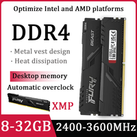 Memoria DDR4 FURY Beast RAM for PC 8GB 32GB 16GB 3600 3200 2666MHz Desktop Memory XMP 288Pin DIMM 1.2V Automatic overclocking