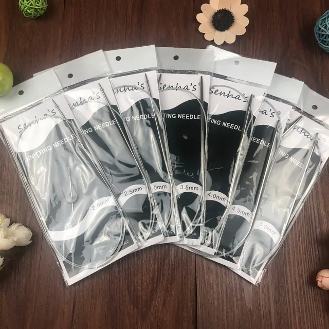 Juego de agujas de tejer circulares de acero inoxidable, manualidades de agujas de tejer, tamaño 2,0-5,0mm, 43.65.80.100.120 CM, envío gratis, 7 unids/set