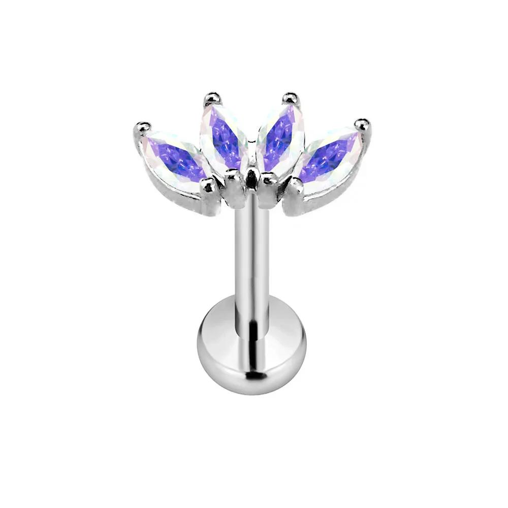 Titanium Flower Petals Star Heart Butterfly Threadless Piercing Earring