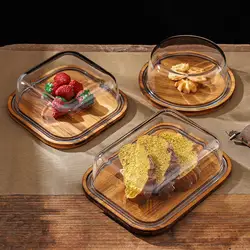 Glass Cover Butter Box Butter Storage Box Cheese Dessert Cover Kitchen Fresh-keeping Box Dessert Snack Butter Dish