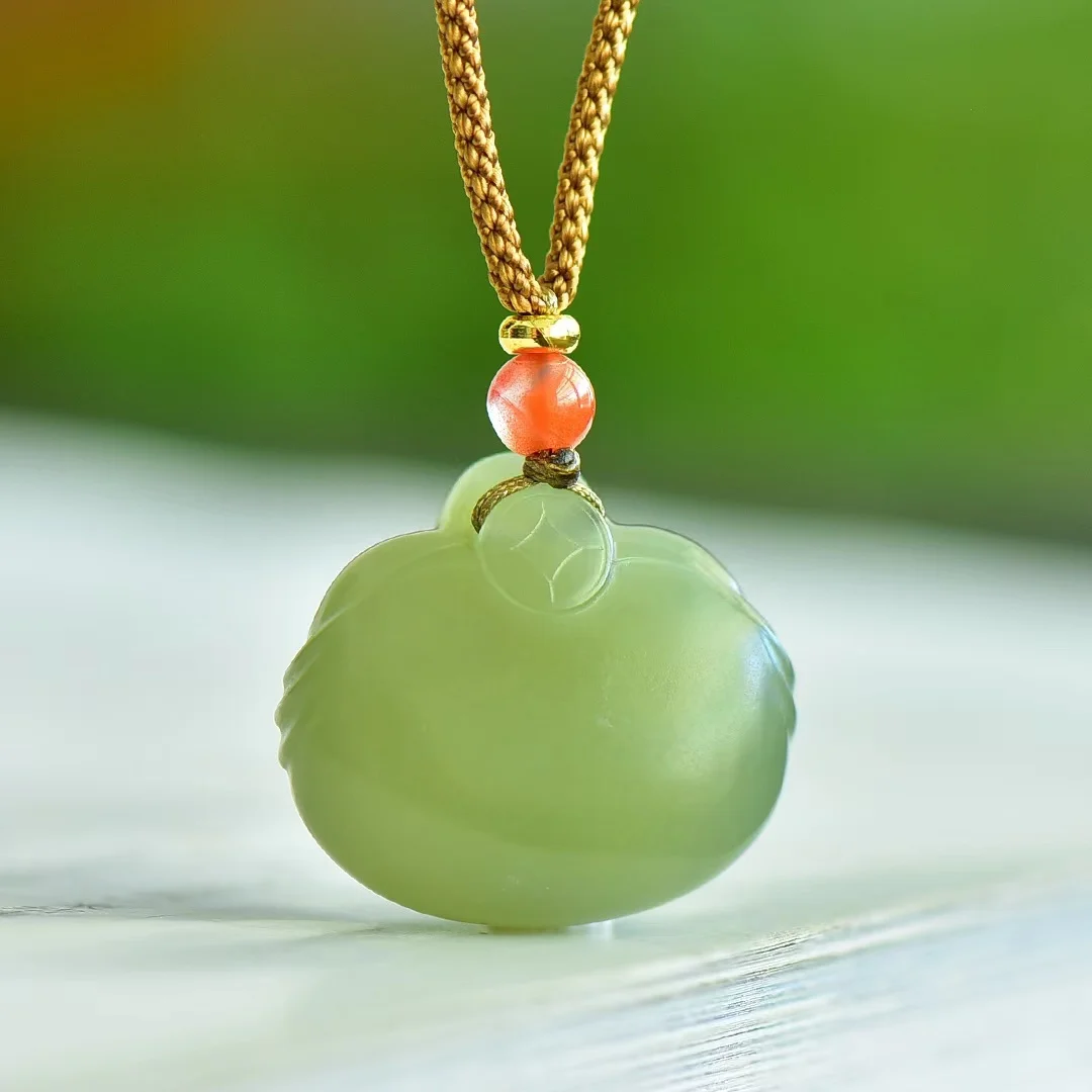 Natural Hetian Jade Qinghai Material Happy Maitreya Buddha Pendant Jewelry 25*33*12mm