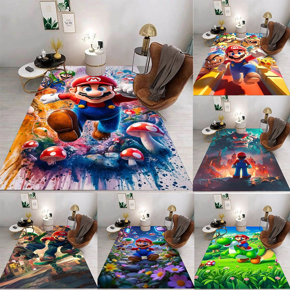 

MINISO Килимок для пола с узором Марио, различные стили с Марио и друзьями в разнообразных сценх, нескользящий коврик для домашнего декора