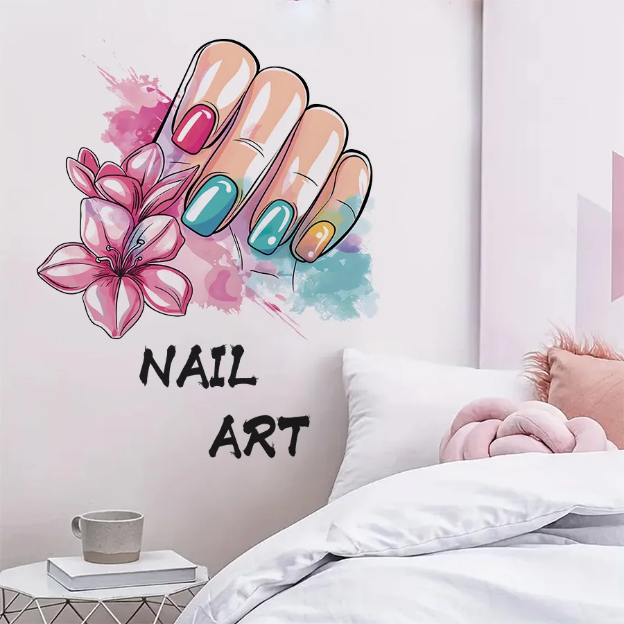 Beauty Nail Art Salon Butterfly Wall Stickers  Manicure Nial Beauty Wall Decal Bedroom Living Room Background Wall Decor