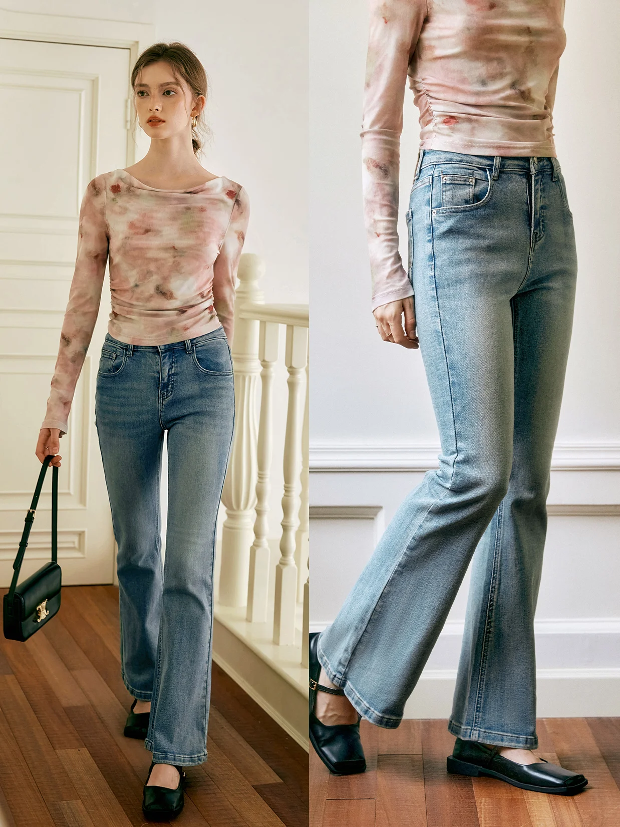 OLrain Streetwear Jeans Women 2025 Spring Summer Slim Cotton High-waist Flare Washed Denim Basic Y2k Long Trousers N56QA93322