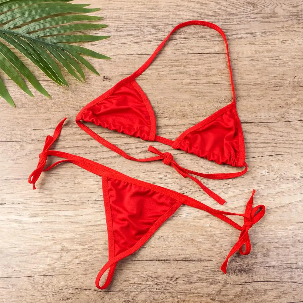 

1Set Halter Tie Underwear Adjustable Solid Color Multicolor Backless Sexy Underwear Woman Summer Seaside Beach Bikini Lingerie