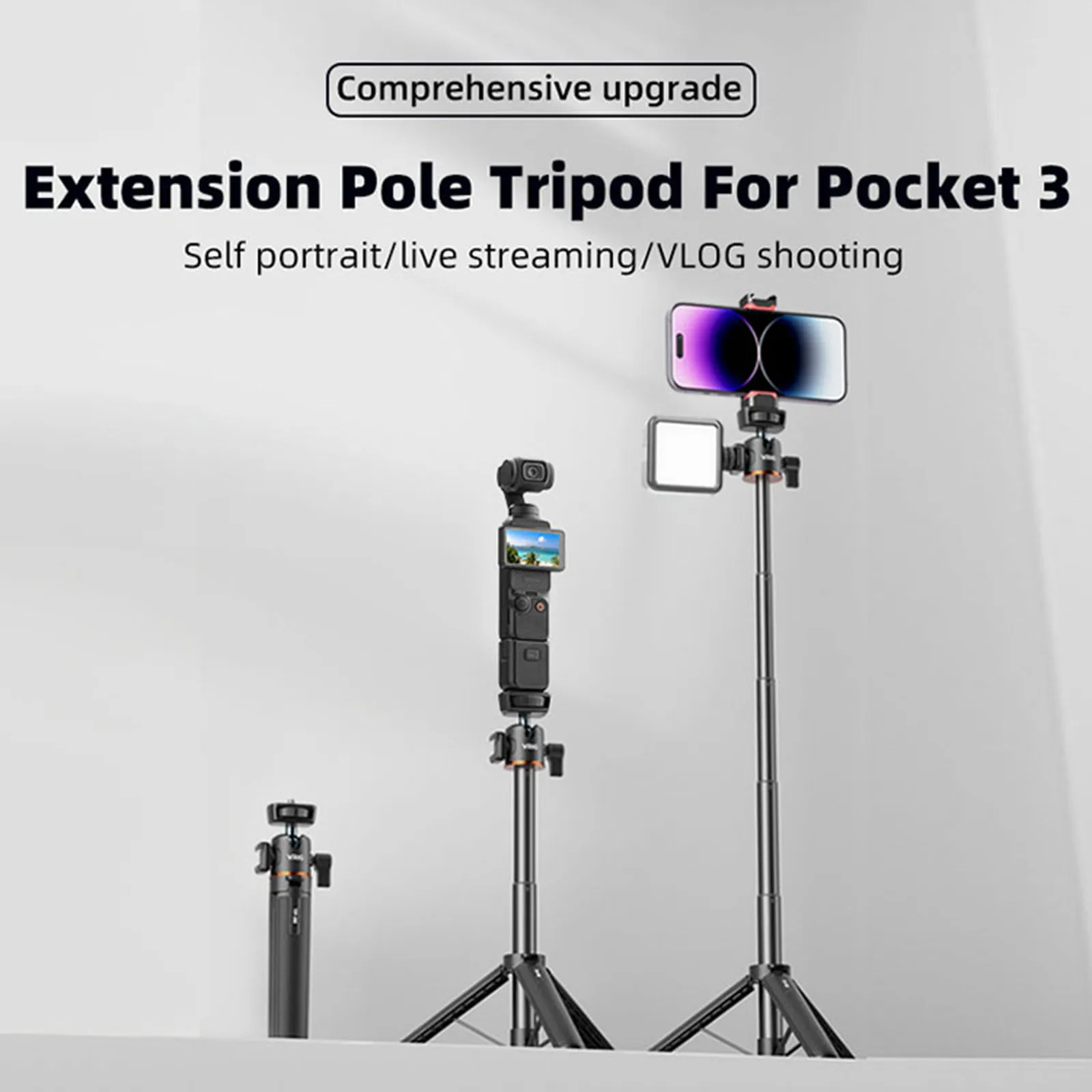 

Selfie Stick Tripod Extension Rod for DJI Osmo Pocket 3, with Metal Expansion Adapter for Pocket3 Accessories Tripo