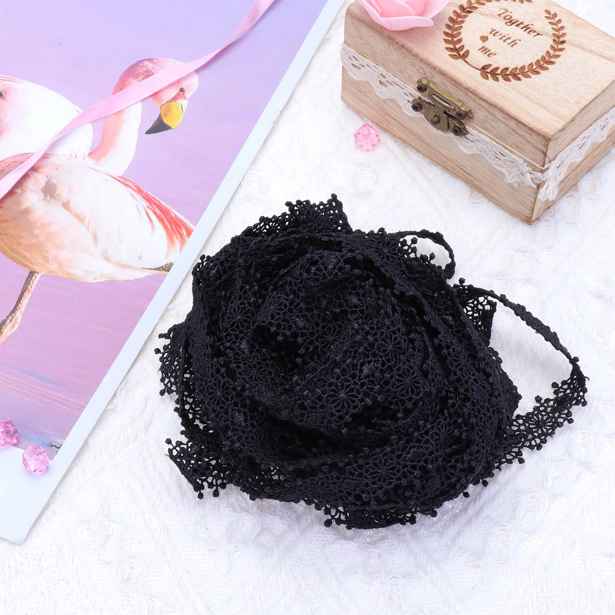 

Hollow Water-soluble Lace Ribbon Decorative Black Trim for Sewing Crochet Ideal Border Wedding Party Gift Bags Baskets