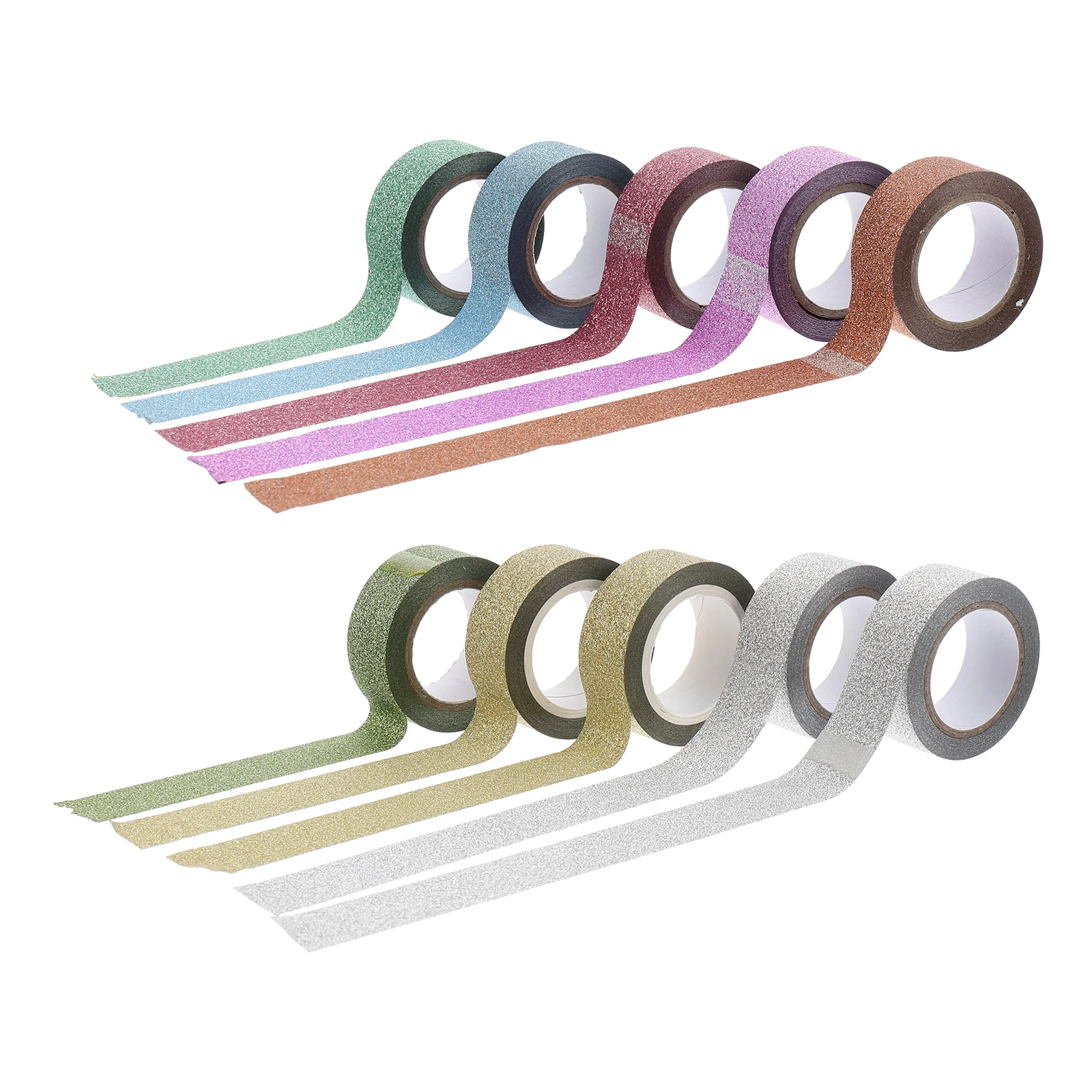 

10pcs Glitter Washi Tape Mixed Color Decorative Adhesive For Diy Scrapbook Planner Journal Gift Wrapping Craft Sticker Tape