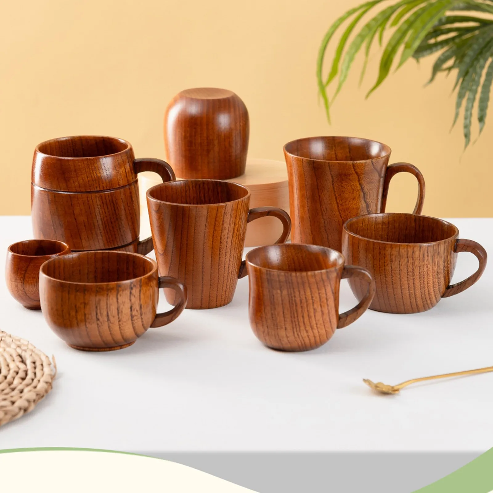 Wooden Big Belly Cups Handmade Natural Spruce Wood Cups Beer Tea Coffee Milk Water Cup Kitchen Bar Drinkware for Kitchen