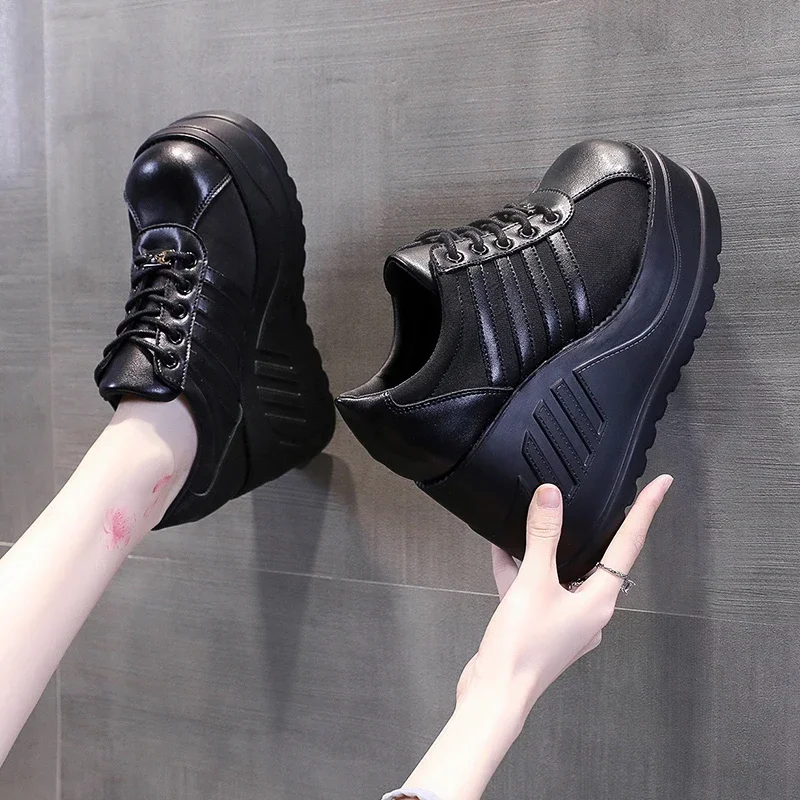 New Brand Punk Street Fashion Gothic Style Girls Cosplay Platform 10CM High Heels Sneakers Wedges Shoes Woman Pumps Big Size 42