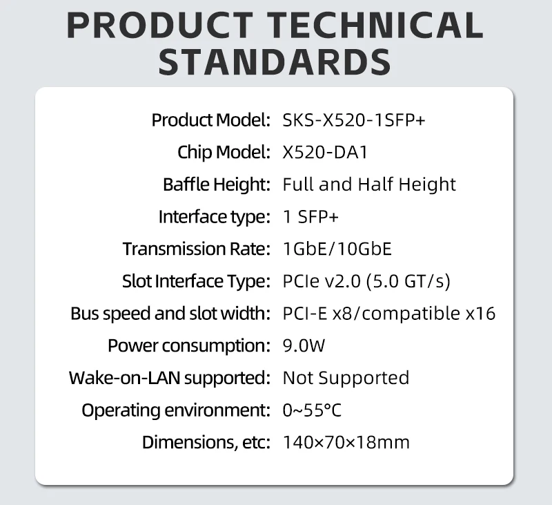 Imagem -06 - Xikestor-placa de Rede Pcie Placa de Rede 10g Sfp Mais Controle Principal Intel Altura Total Universal Taxa 10g Pcie x8 Placa de Rede Sfp Mais Nic