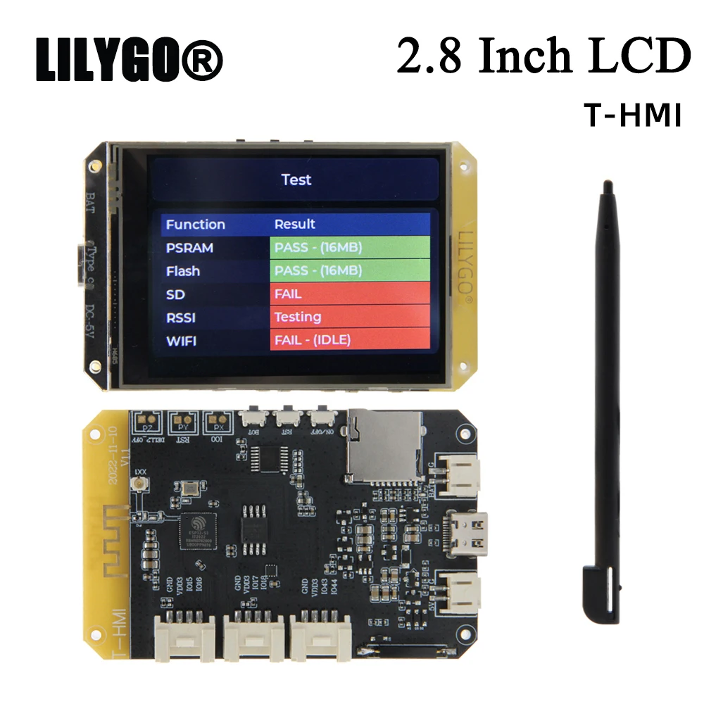 LILYGO® T-HMI ESP32-S3 Touch Display 2.8 inch ST7789 LCD Wi-Fi Bluetooth 5.0 Development TF Type C On-Board 16MB Flash