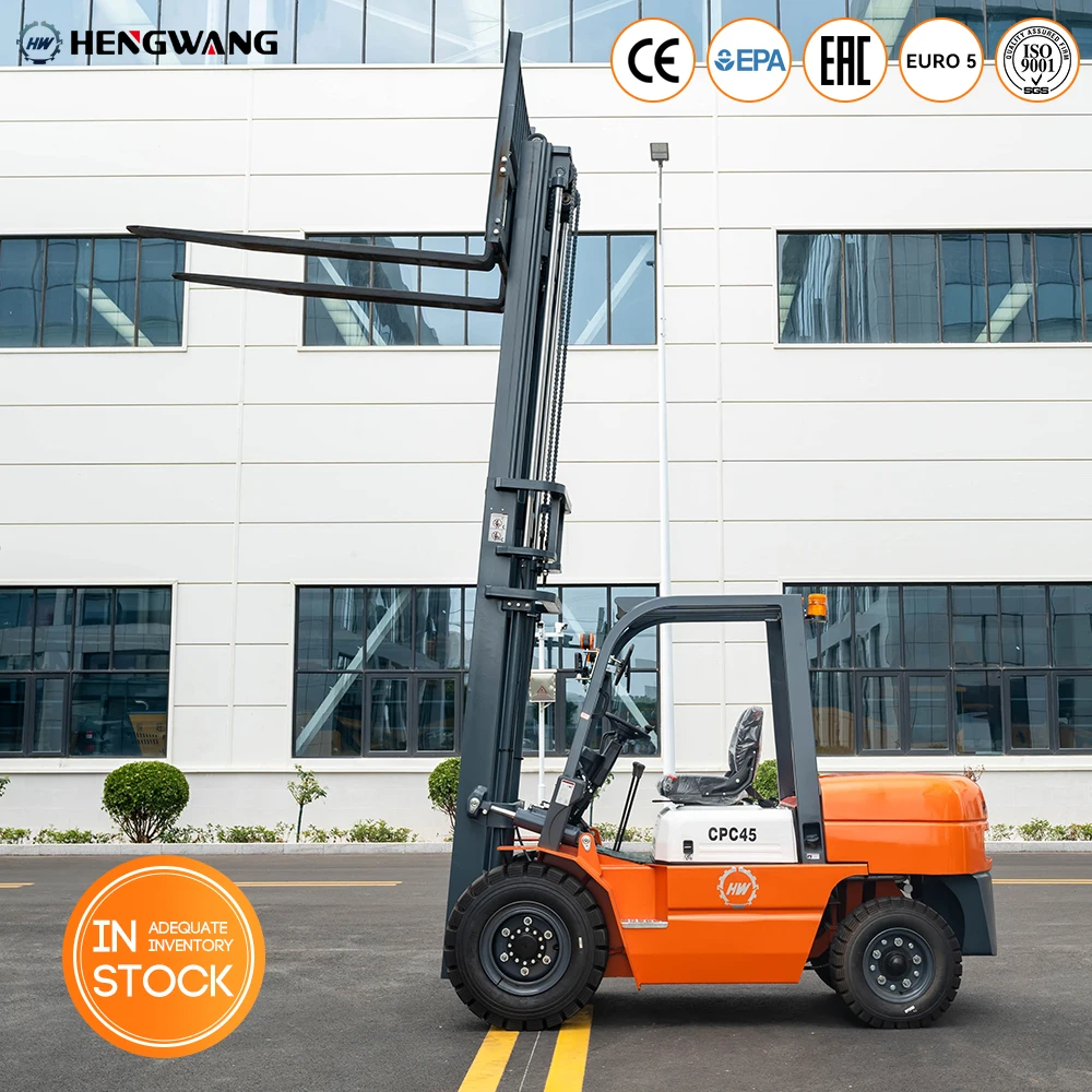 رافعة شوكية ديزل رائجة البيع 4.5 طن رافعة شوكية للوقود الهيدروليكي مع شوكة 1.22 متر متوفرة في المخزون مصنوعة في الصين قابلة للتخصيص