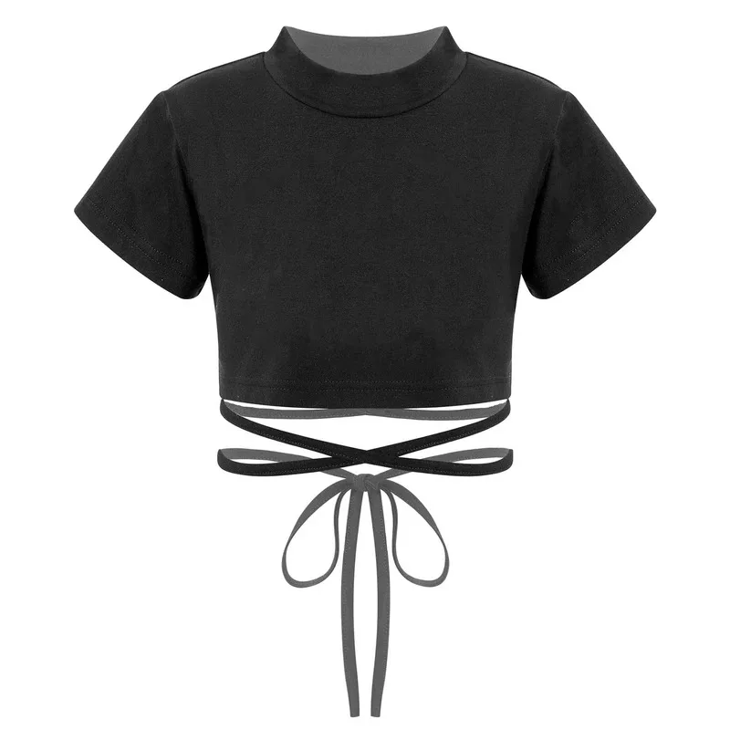 

Jazz Costume Hip Hop Girls Clothing Black Tops Short Sleeve Hip Hop Crop Top Tshirt For Kids Performance Modern Dancing Clothes