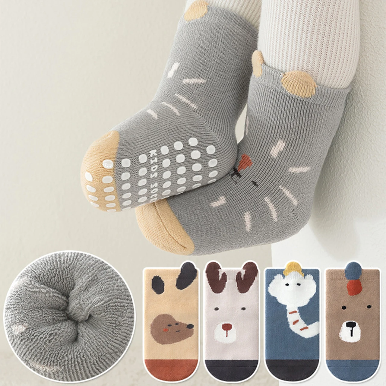 Winter Warm Baby Plush Socks Thicken Lamb Fleece Mid Tube Sock 0-3Year Newborn Thermal Footwear Indoor Anti Slip Kids Floor Sock