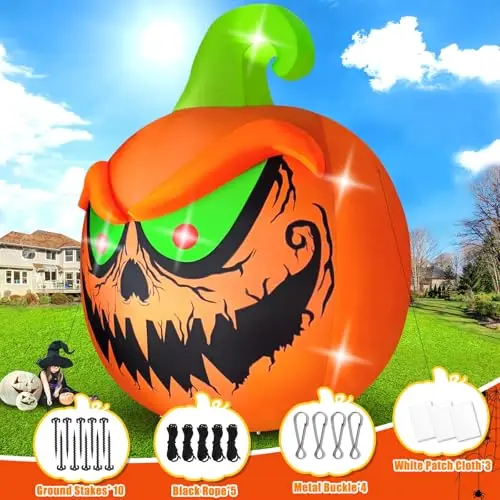 11 FT Halloween Inflatables Ghost Archway Outdoor Decorations, Pink Castle Arch Blow Up Yard Decorations Scary Inflatable with
