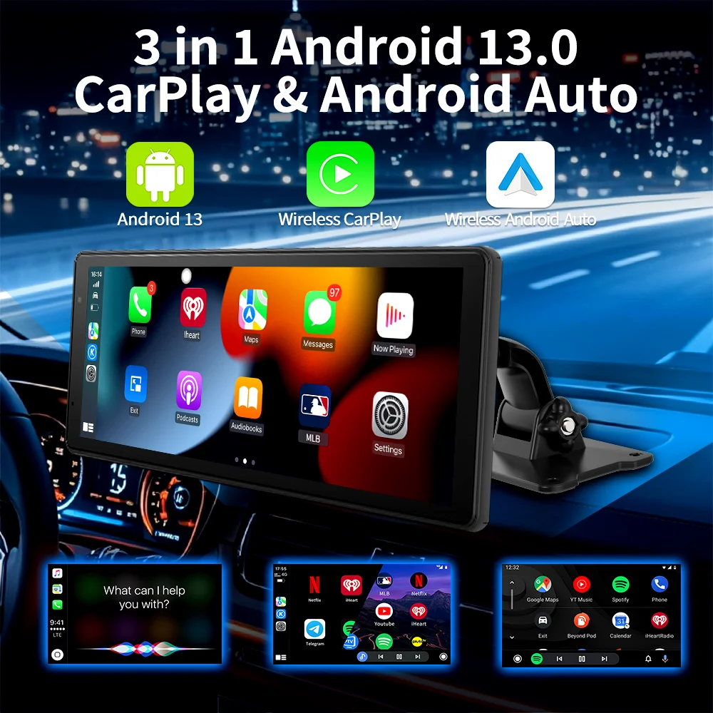 Imagebon 9.3 Inch/7 Inch Android 13 Dash cam Wireless CarPlay&Android Auto Car DVR 5G WiFi Build In GPS Google Store Car Stereo