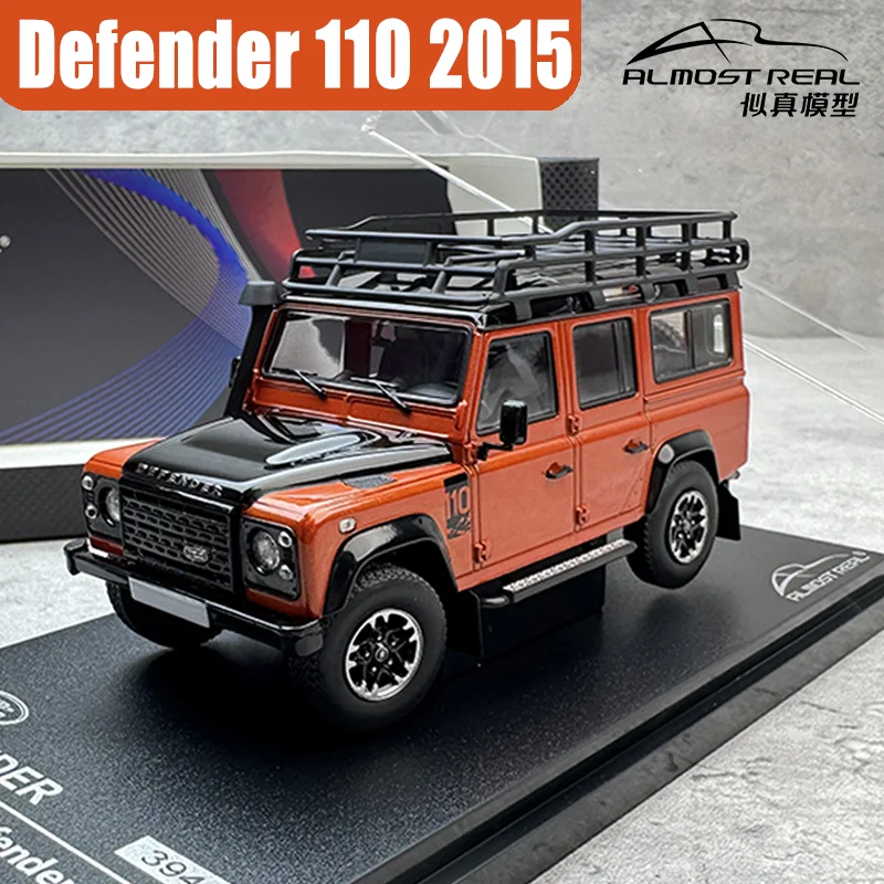 AlmostReal 1/43 Defender 110 2015 Pomarańczowy Metalowy Model Auta z Odlewu Ciśnieniowego, Kolekcja, Prezent na Boże Narodzenie dla Chłopca