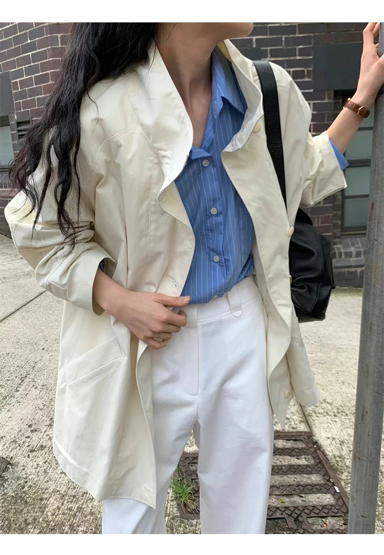 3colors Long Coat Jacket Women's Casual Stand up Collar mide-length Trench Coat Autumn Fashion Outerwear Jacket Female(hx9363