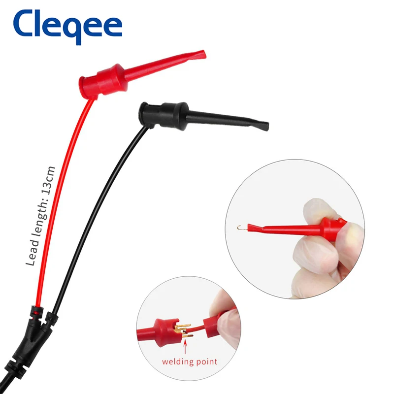 Cleqee P2100 Oscilloscope Probes + P1007B Test Hooks Leads Mini Grabber to BNC Coaxial Cables Set Insulated Probe For DIY Cable