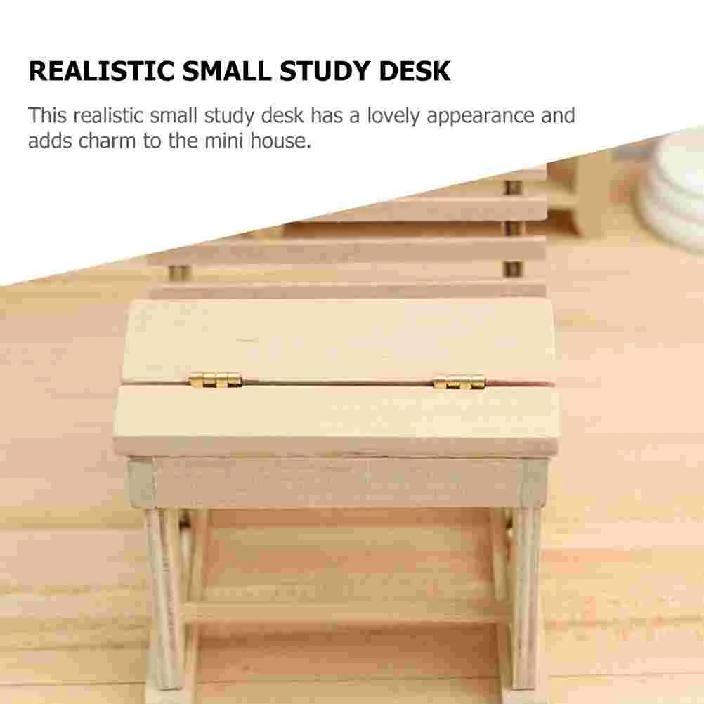 Dollhouse Desk School Table Miniature Kids Toys Figurine Wooden Model Chair Classroom Furniture