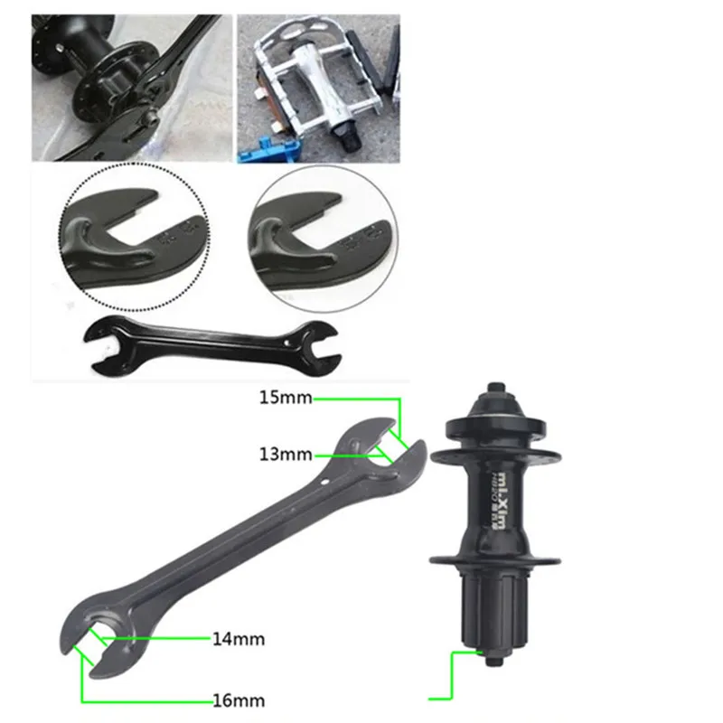 Bicycle Pedal Removal Wrench 13/15mm+14/16mm Cycle Bike Steel Open End Axle Hub Cone Wrench Spanner Bicycle Repair Tool