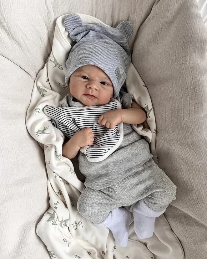 Cokela 20 cali/50 cm Otwarta, Lalka Reborn z Niebieskimi Oczami i Ręcznie Malowanymi Włosami, Noworodek Chłopiec lub Dziewczynka do Wyboru