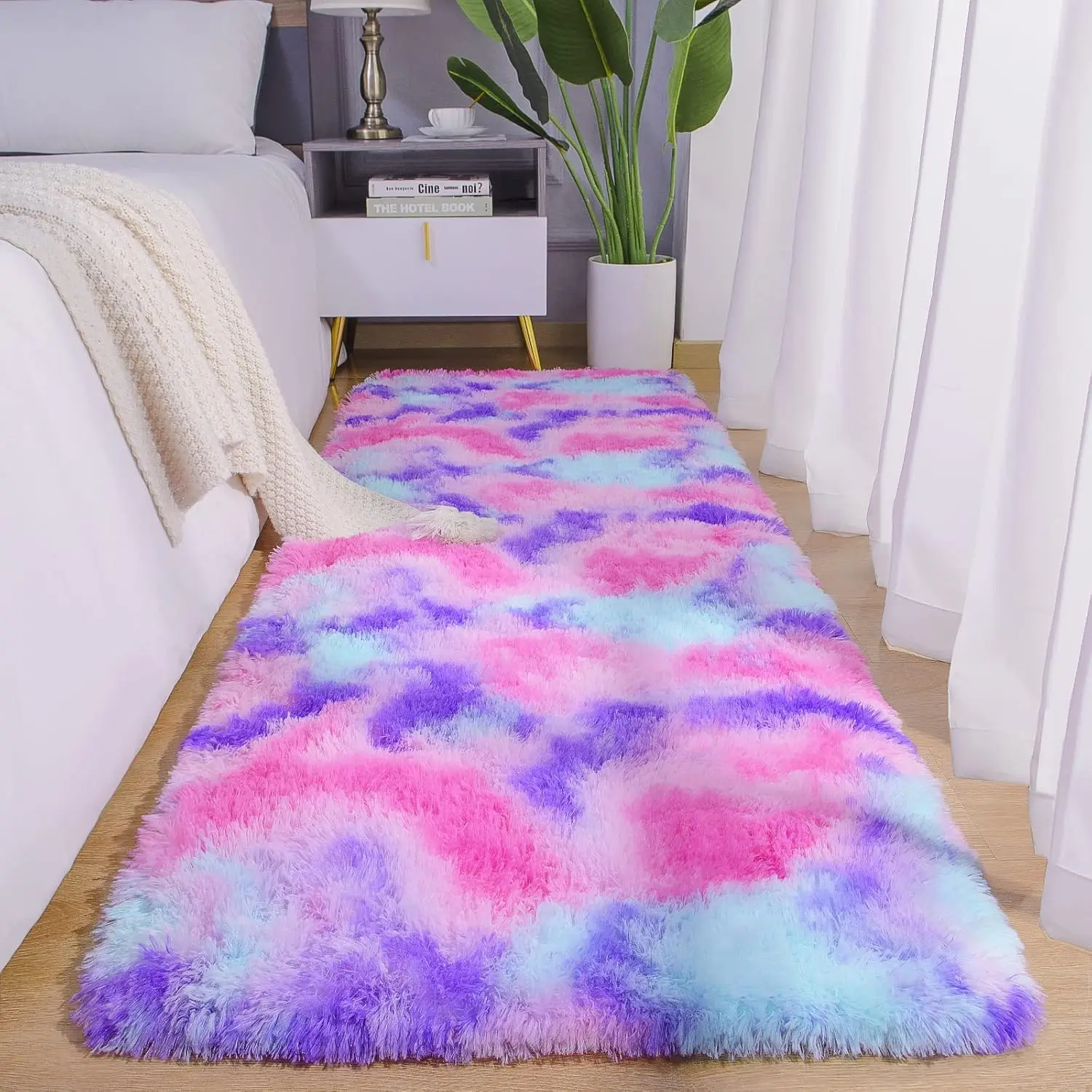 Fluffy Runner Rugs for Bedroom Living Room Soft Shag Rug 3x5 Feet, Non Slip ,Fuzzy Bedside Rug for Kids Boys Room Home Decor