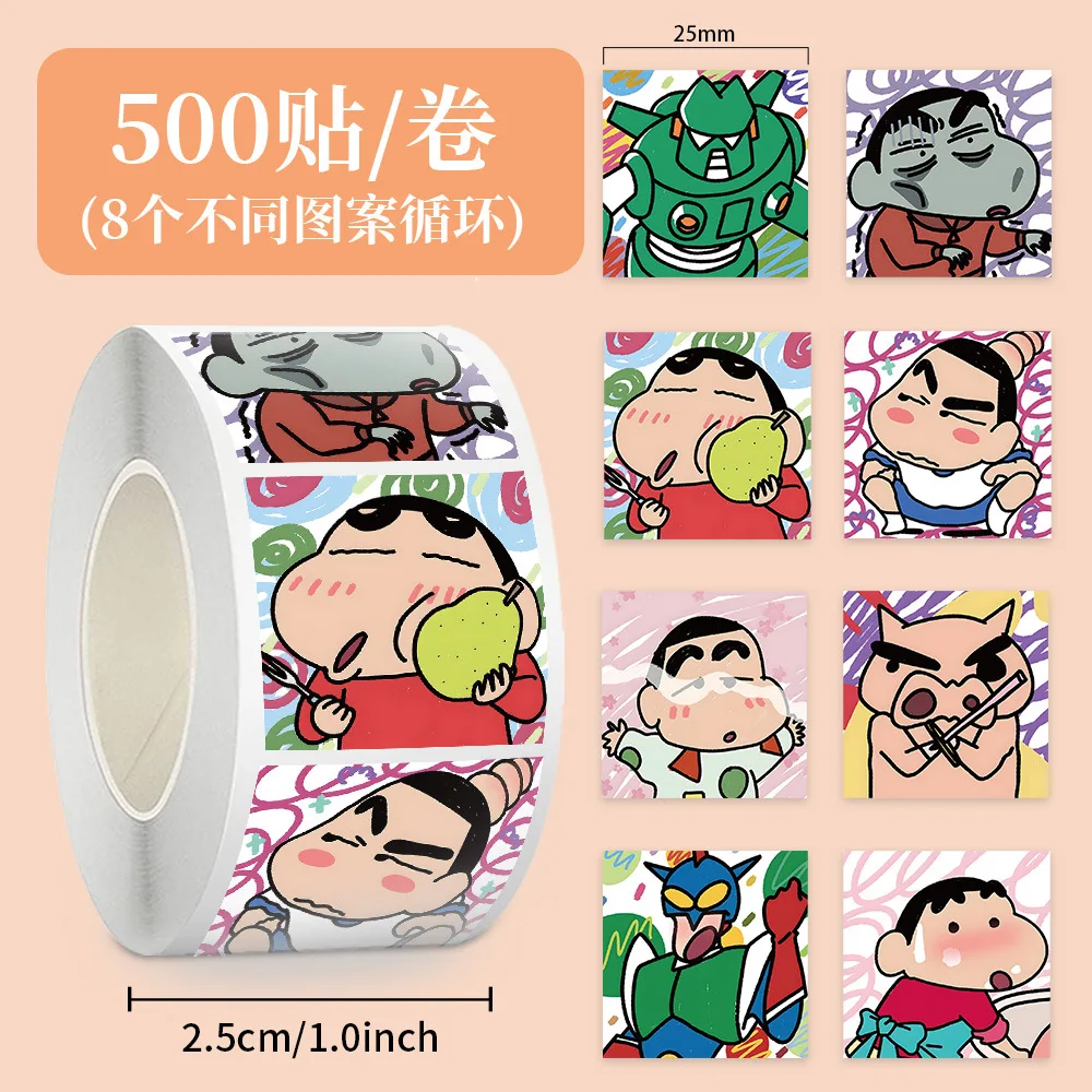 

New 500Pcs /Roll Anime Crayon Shin-chan Stickers Cute Cartoon Reward Student Handbooks Gift Laptop Decorative Stickers Kids Toys