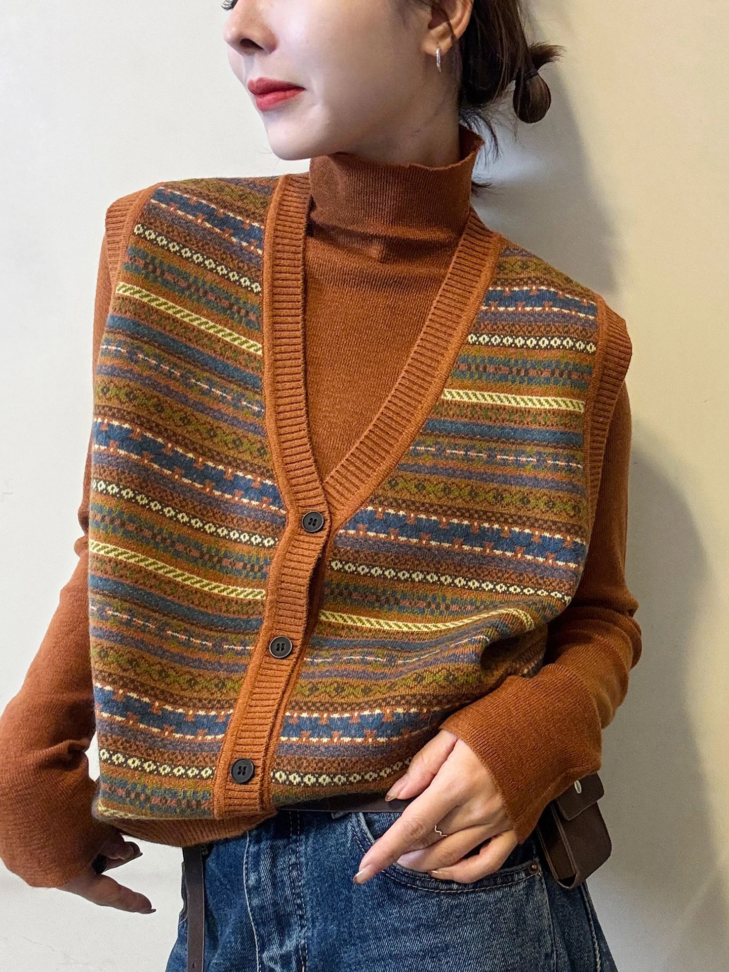 

Soft Skin-Friendly Knitted Vest Casual Versatile Winter Faion Design Korean Sle Long Sve Base irt for Women