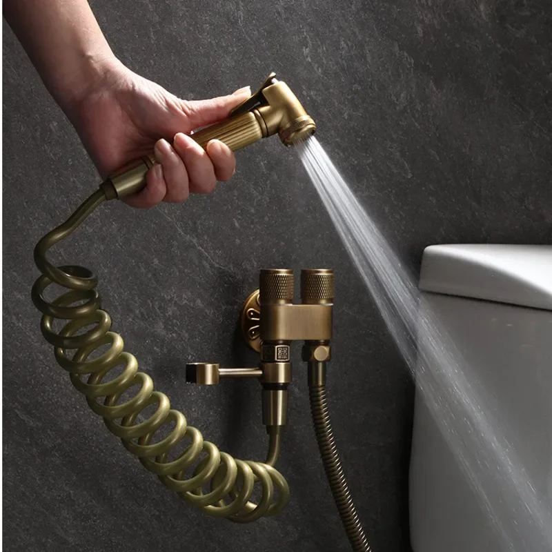 앤티크 변기 스프레이건 세트, 내부 가압 깍지, 황동 분무기, 강력한 얼룩 제거 건, 고압 욕실 청소