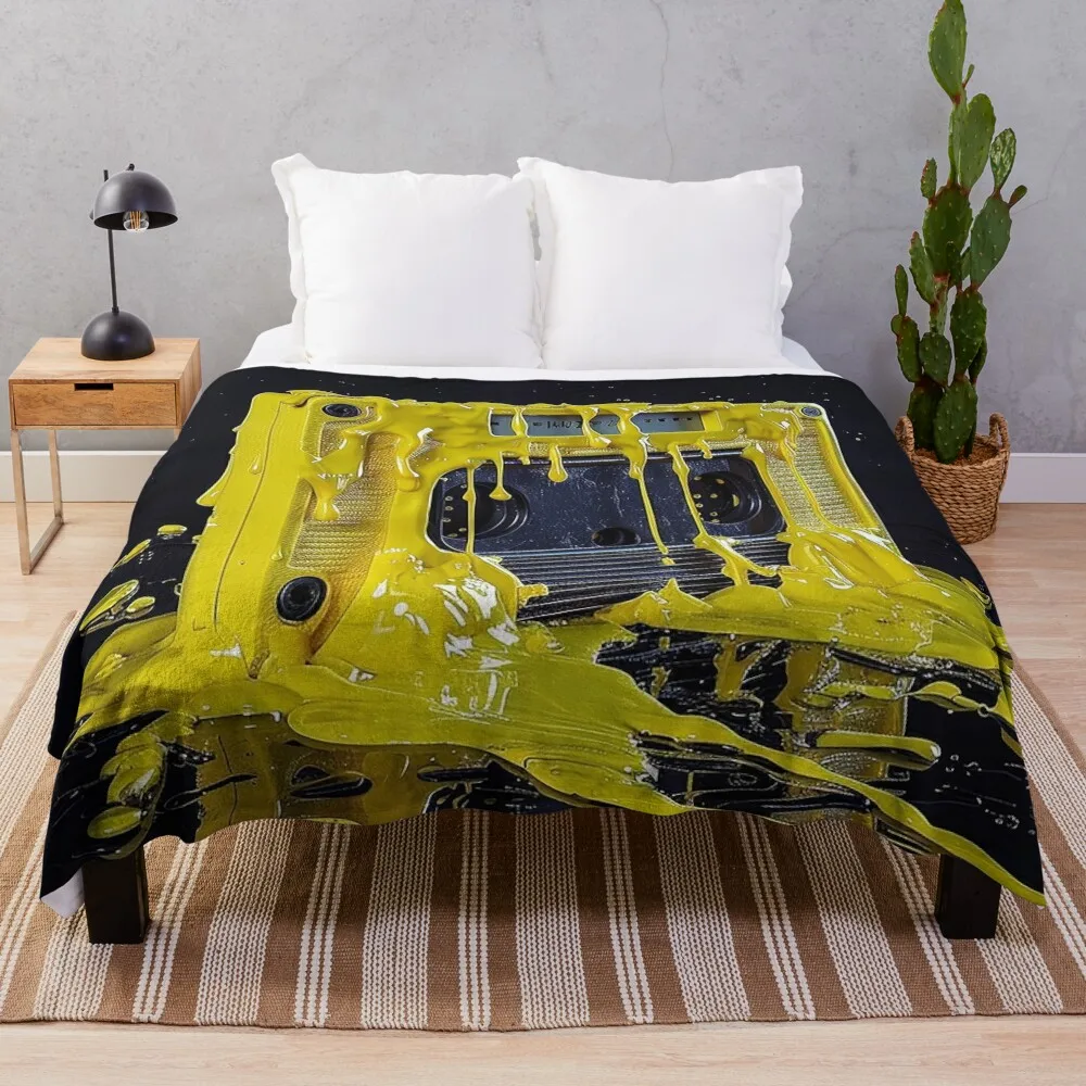 Retro Cassette Illustration Throw Blanket Shaggy Bed Fashionable Blankets For Baby for winter Blankets