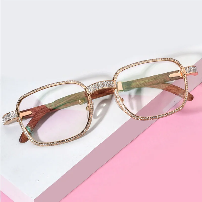 

Belight Optical Nature Red Wood Rinestone Full Rim Square Shape Women Spectacle Frame Unique Design Eyewear Free Shiping 7550180