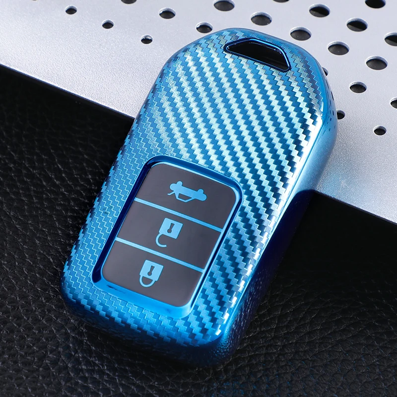 Carbon Fiber TPU Car Key Case Cover for Honda Odyssey CRV Pilot Vezel City Accord Civic Fit Freed 2016-2019 Key Shell Protector