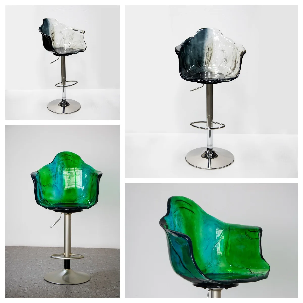 

Internet celebrity petal backrest chair designer swivel lift chair hotel villa bar chair transparent resin flower