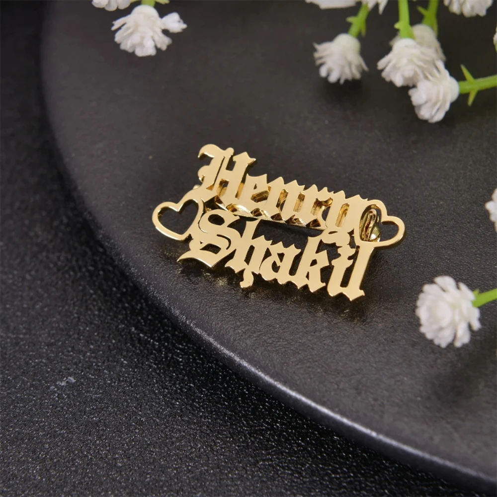 Personalized Customized Light Luxury Niche Dual Name Brooch, Suitable For Temperament Type Women, A Unique Gift