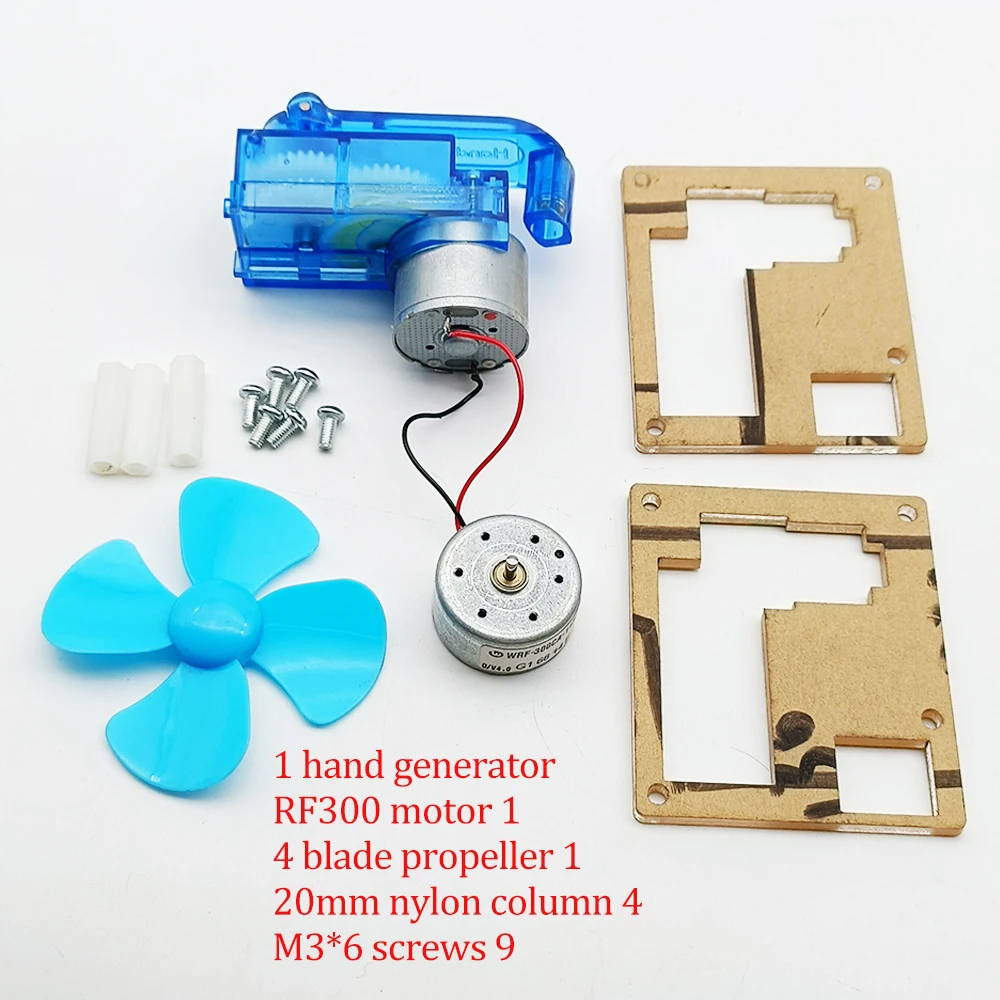 0-6V Hand-cranked Generator Model Mini Fan RF300 Motor Physics Teaching Experiment DIY Loose Part Kit School Supplies