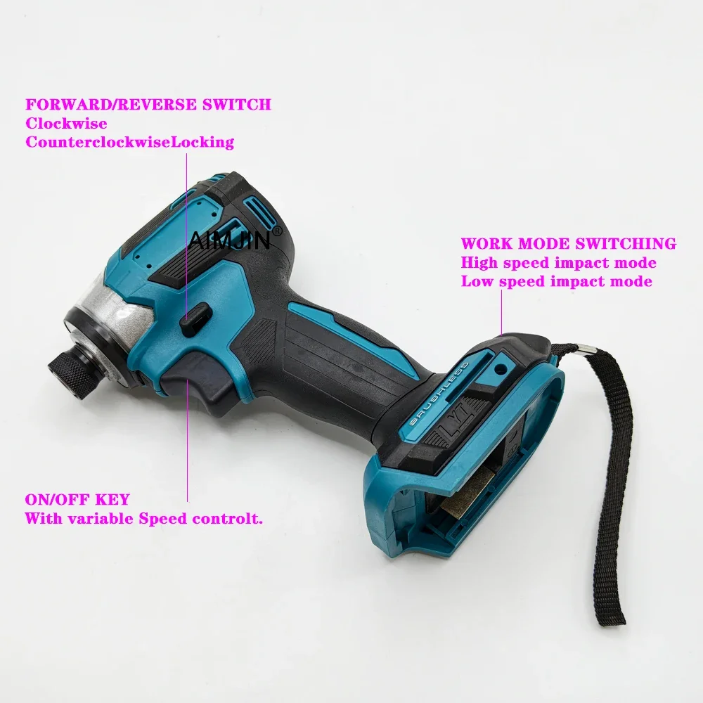 

18V AIMJIN DTD173 1800rpm Cordless Impact Driver 180Nm Brushless Motor Electric Drill Wood/Bolt/T-Mode