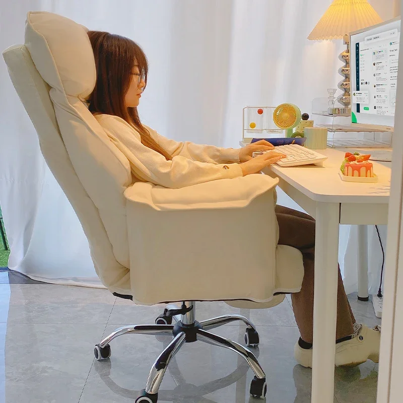 /Throne Office Chair Swivel Long Sitting Executive Nordic Footrest Luxury Elastic Chair Swivel Comfortable Silla Gamer Furniture