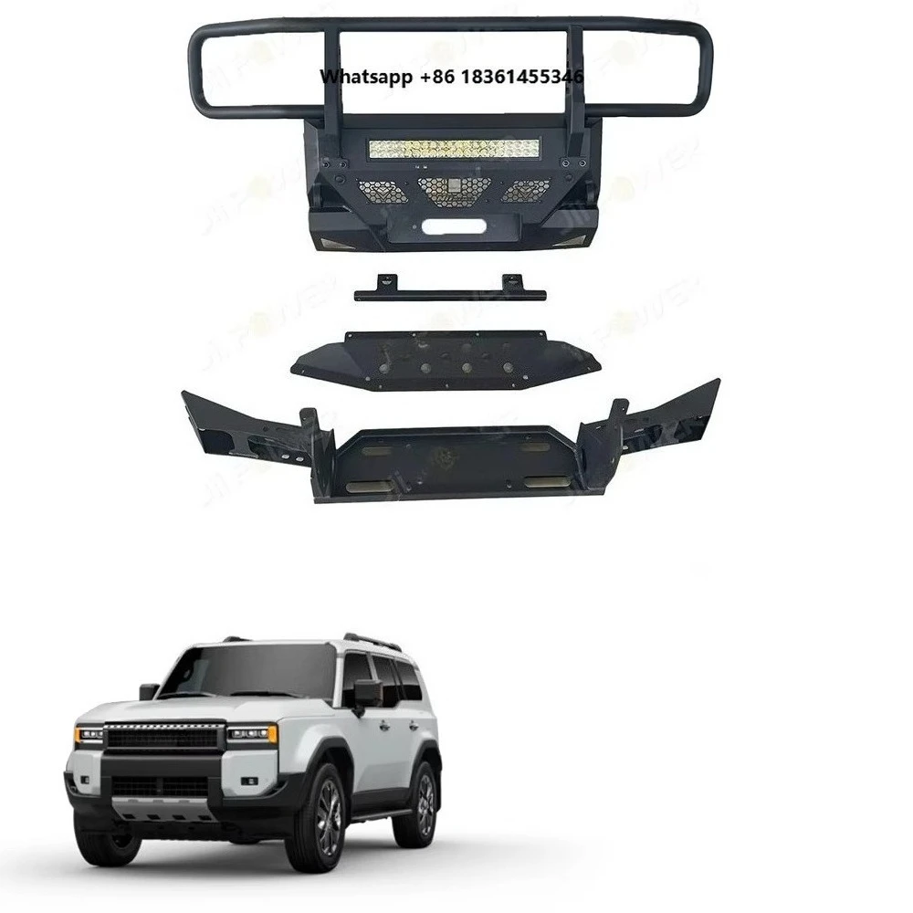 

For PRADO LC250 Hot sale Off Road 4x4 Car Exterior Front Bumper with long light bar and fog lights head hole