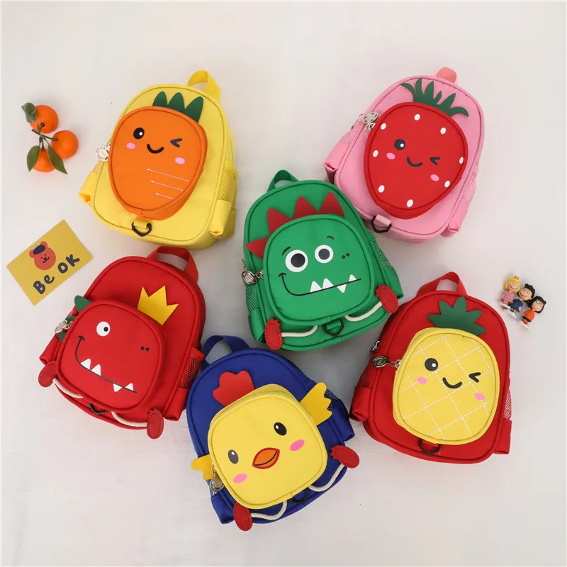 Children's cartoon backpack bag pineapple lovely fruit canvas schoolbag kindergarten light backpack