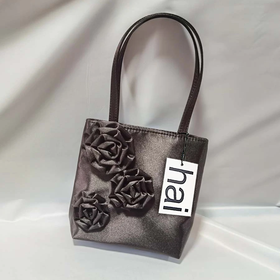 New Fashion Elegant Designer Luxury Silk Satin Rose Square Underarm Phone Bag Contrast Color Tote Purse for Women Birthday Gifts