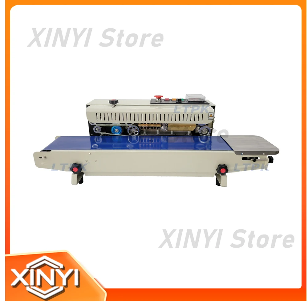LT-FR770 Continuous Band Sealer for Plastic Paper Bags Sachets Stand Up Pouches with Batch Date Stamping Heat Sealing Machine