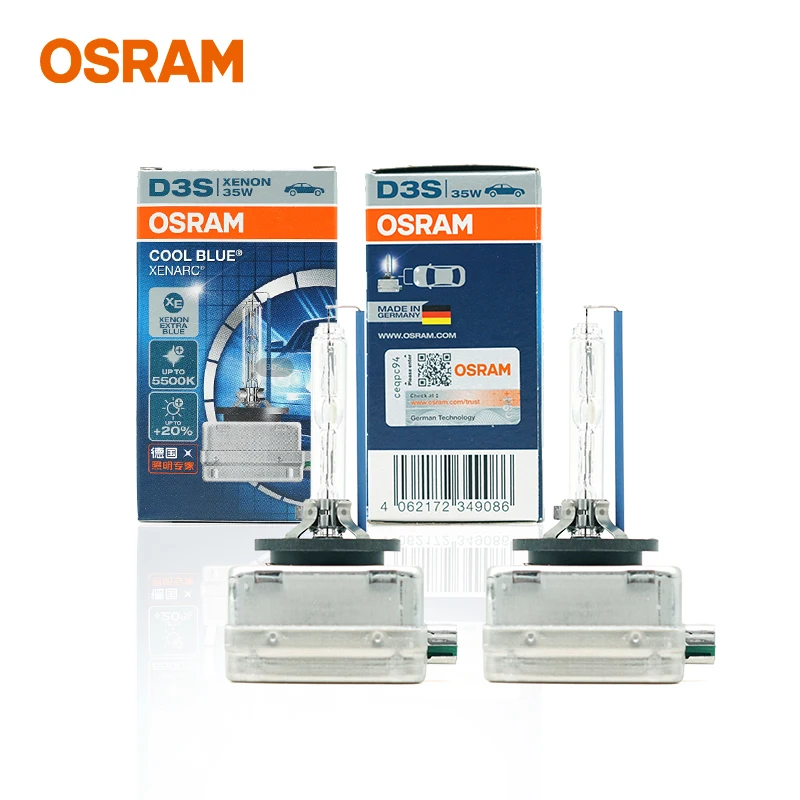 OSRAM D3S HID XENON BULB 66340CB 12/24V 35W 5500K COOL BLUE PAPER BOX XENON HEADLIGHT LAMPS MADE IN GERMANY, PAIR